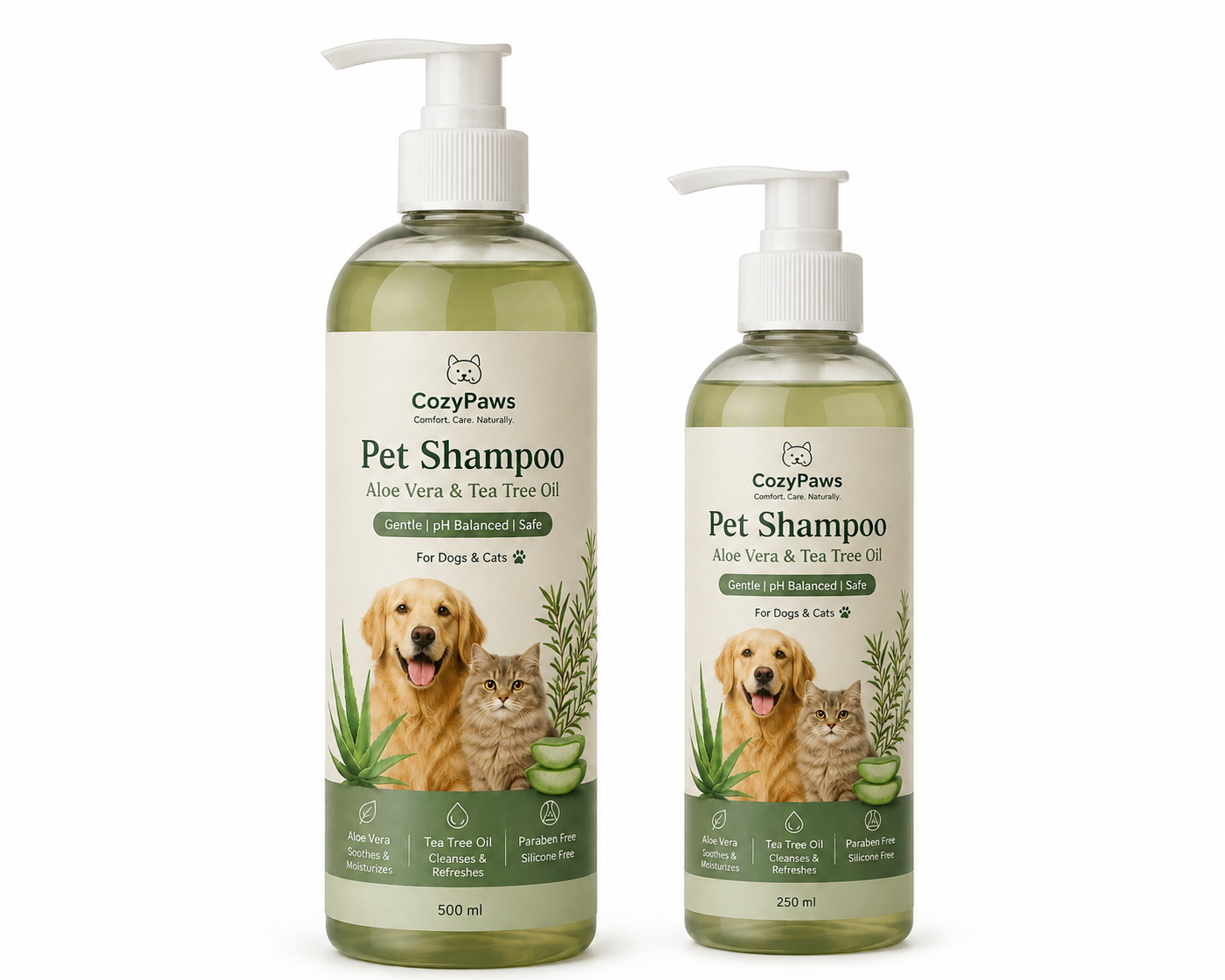 CozyPaws Pet Shampoo – Aloe Vera & Tea Tree Oil